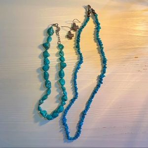 Turquoise necklace and cross earrings!!